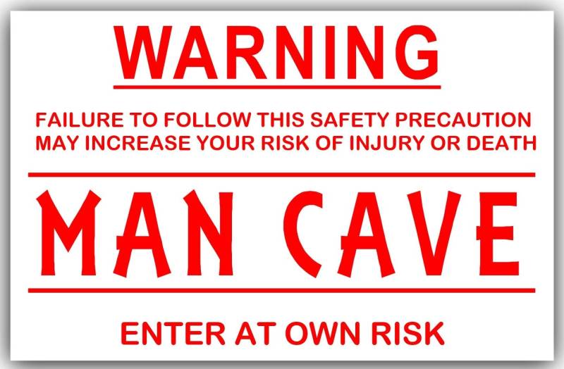 Platinum Place Warnschild mit Aufschrift "Warning Man Cave-Red on White", 130 x 87 mm von Platinum Place