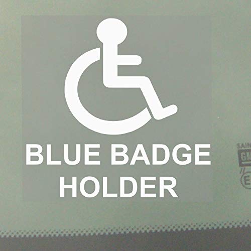 Vinyl-Fensteraufkleber für Auto, Kleinbus, LKW; zur Kennzeichnung barrierefreier Fahrzeuge, selbstklebend, mit Schriftzug „Blue Badge Holder“ 100mm von Platinum Place