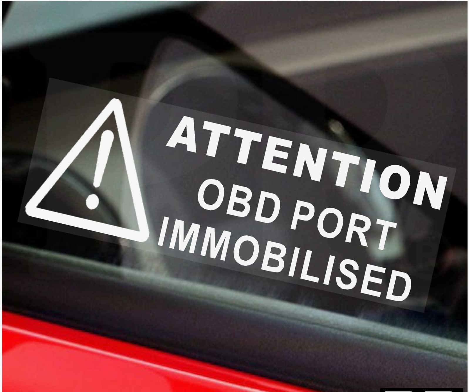 Warn-Aufkleber für Autofenster mit englischer Aufschrift "OBD port immobilised", weiße Schrift, 87 x 30 mm, für LKW, Taxi, Bus, Anleitung in englischer Sprache, 5 Stück von Platinum Place