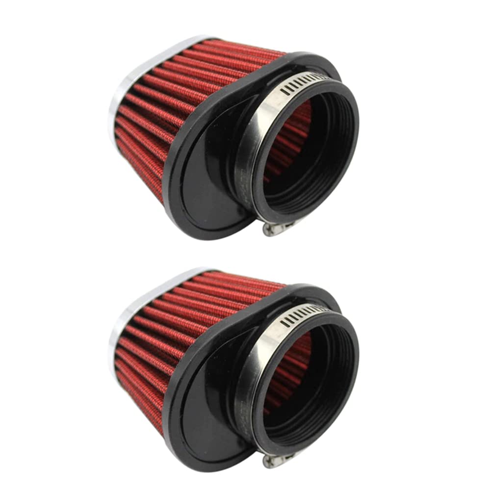 Plawee 2 Stück Universal Rund Verjüngt Auto Motorrad Luft Filter 51mm 2 Einlass Filter Rot Plawee 2 Stück Universal Rund Verjüngt Auto Motorrad Luft Filter 51mm 2 Einlass Filter Rot von Plawee