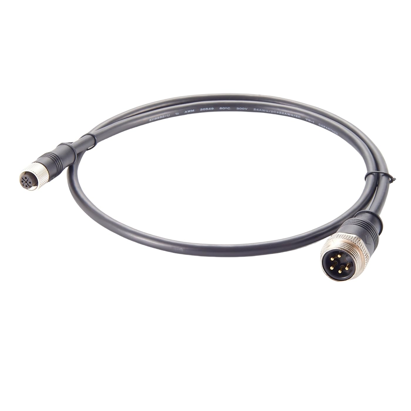 5-poliges 7/8-Zoll-Mini-Change-Stecker auf M12-Micro-C-Buchse, Verlängerungskabel, IP67, industrielles Rundsteckverbinder-Backbone-Trunk-Kabel für DeviceNet (schwarz, 1m/3,28Fuß) von Plinkwirekb