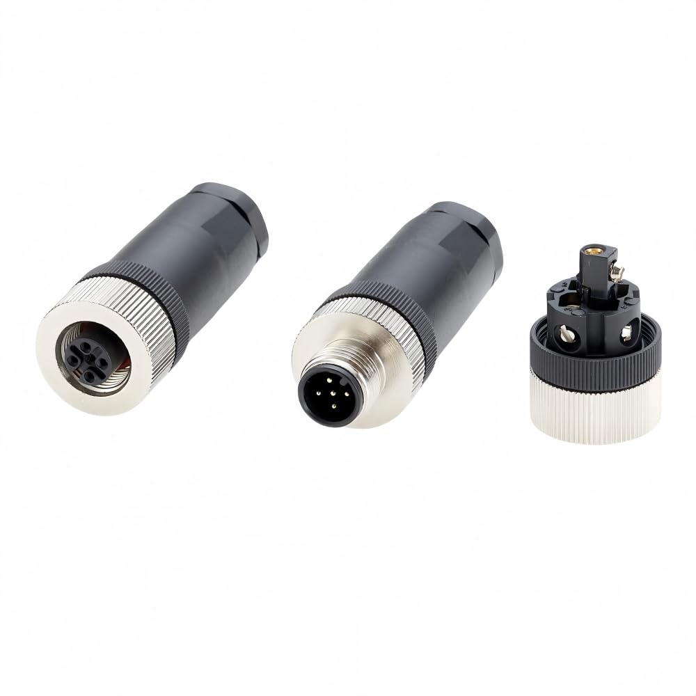 M12 5-poliger A-Code-Stecker/Buchse, Panel, Luftfahrt-Kabelstecker, 12 mm, vor Ort montierbar, verdrahtbarer Adapter, IP67, industrieller Rundstecker 4A für PG7/9-Kabel (Stecker + Buchse) von Plinkwirekb