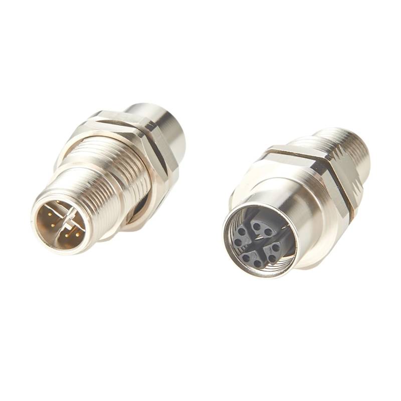 M12 X-Code 8-poliger Stecker auf Buchse, Schottdurchführungsstecker, IP67, Cat6A-Ethernet-Panelmontageadapter, 10Gbit/s, geschirmter Rundstecker für Automatisierung (2 Stück) von Plinkwirekb
