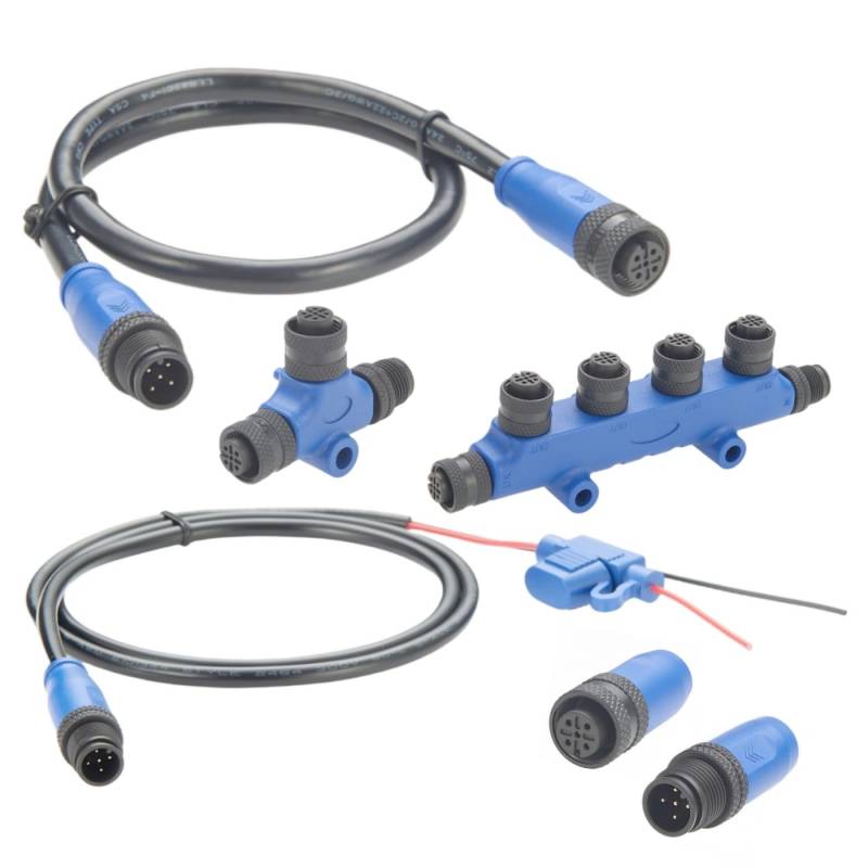 NMEA 2000 N2K Starter Kit, Marine Grade Backbone Drop Cable, T-Stecker, 4-Port-T-Stücke, Terminatoren, Stromkabel mit Sicherung für Lowrance, Simrad, Garmin (Kit 2) von Plinkwirekb