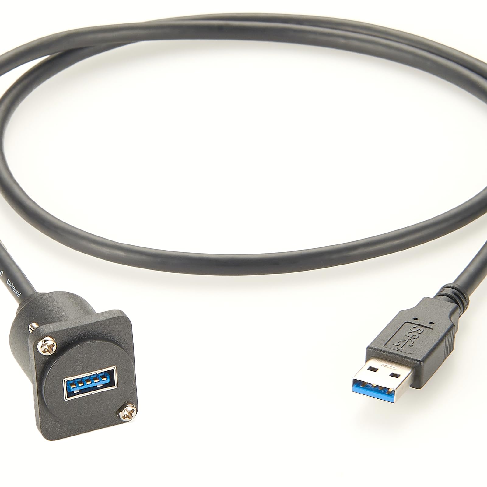 Plinkwirekb D-Typ USB 3.0-Verlängerungskabel, Stecker auf Buchse, Typ A, XLR-Panelmontage-Konverter, USB-A-Durchgangskabel mit Chassis-Flanschkupplung (0,6 m) von Plinkwirekb