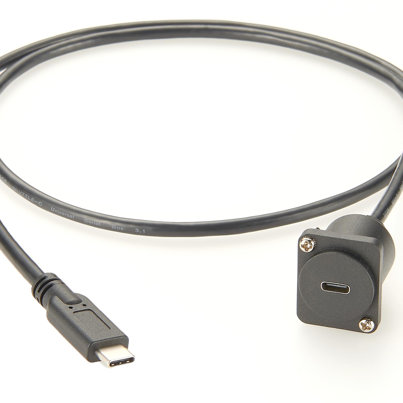 Plinkwirekb D-Typ USB 3.1 C-Verlängerungskabel für die Panelmontage, 10 Gbit/s, USB XLR, bündige Chassismontage, Stecker-auf-Buchse-Kabel für Auto, LKW, Boot (0,09 m) von Plinkwirekb