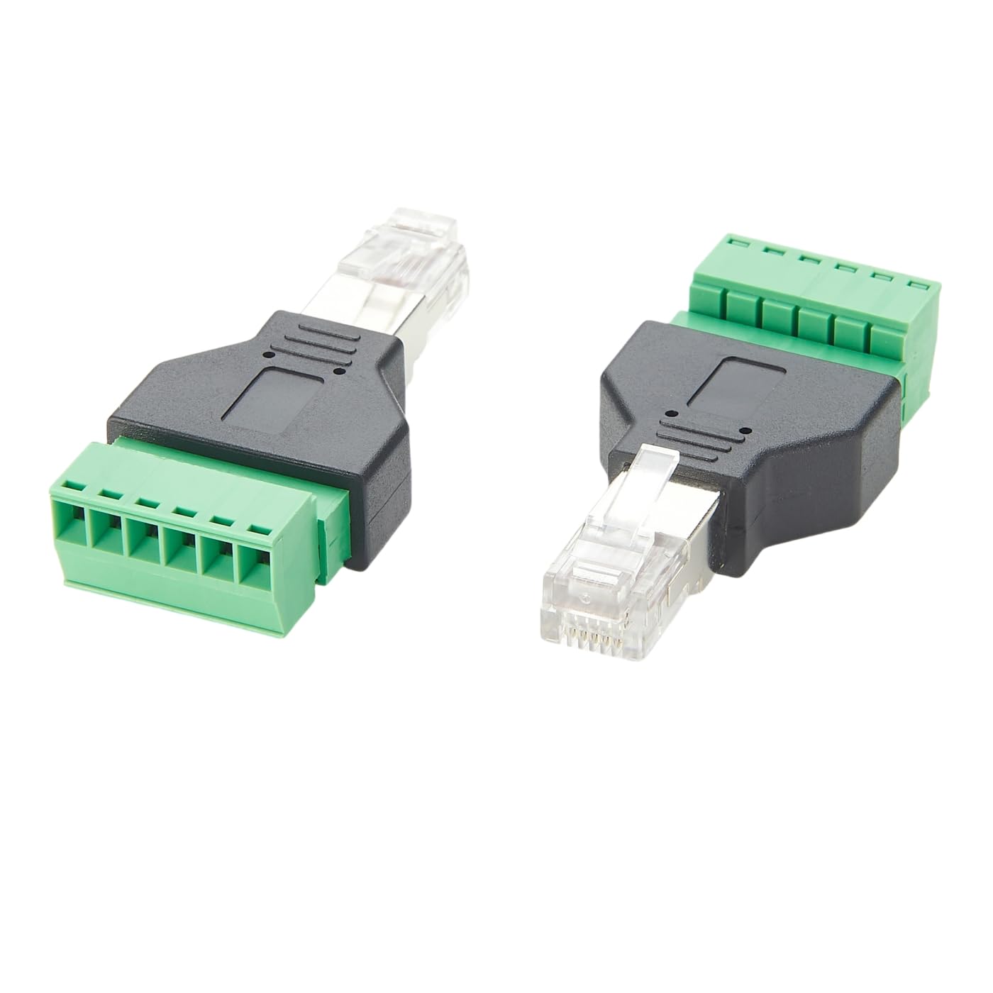 RJ12 6P6C-Stecker auf 6-poligen Schraubklemmenblock-Adapter, RJ11/RJ12-Modularstecker, lötfreier Klemmenleisten-Extender für Cat3-Telefonhörerkabel (2 Stück) von Plinkwirekb