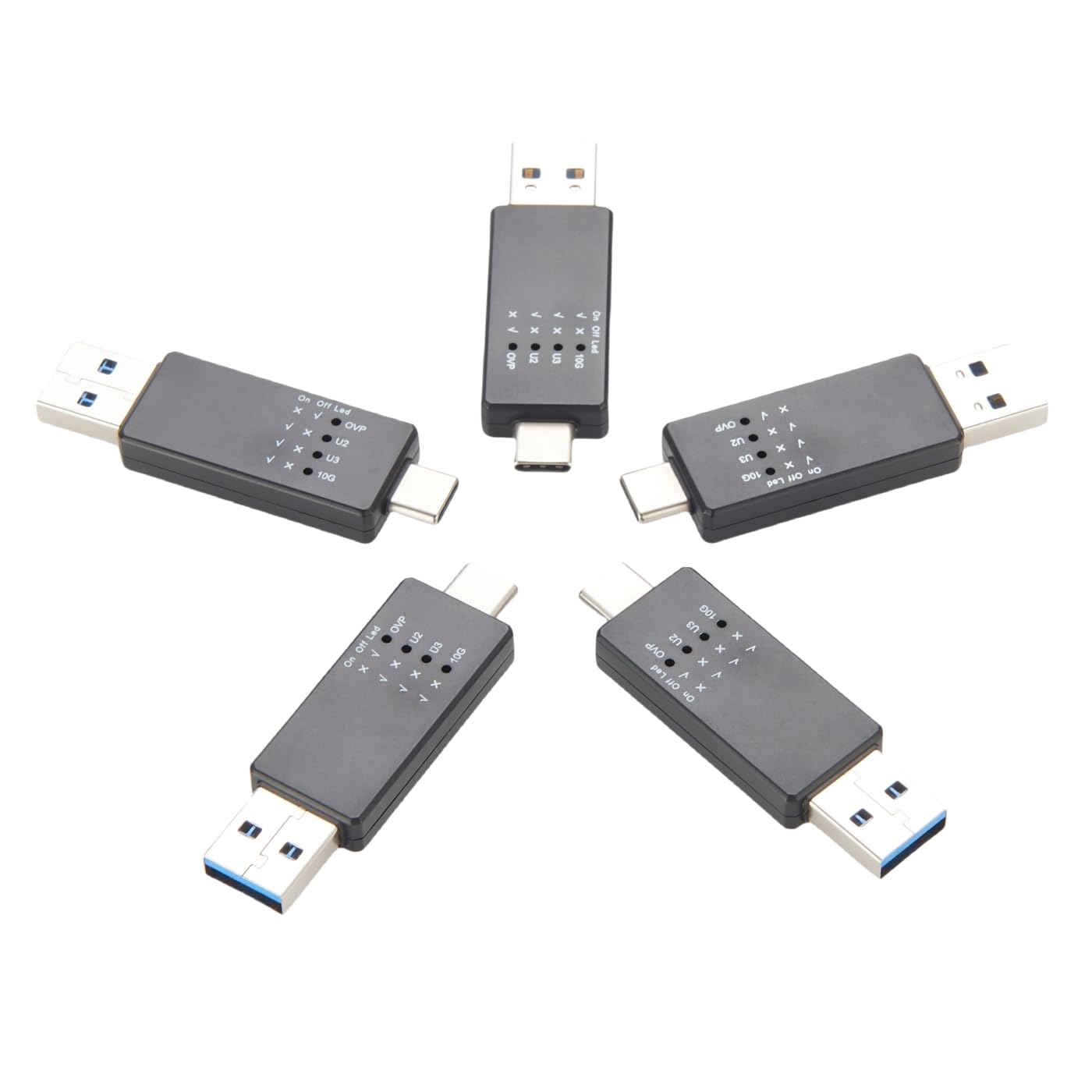 USB-10G-Tester, USB Typ C 3.1/3.0/2.0, Hub-Geschwindigkeitsspannungstest-Tool, USB-Port-Analysator mit LED für Port-Funktionalität (5 Stück) von Plinkwirekb