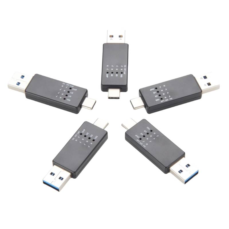 USB-10G-Tester, USB Typ C 3.1/3.0/2.0, Hub-Geschwindigkeitsspannungstest-Tool, USB-Port-Analysator mit LED für Port-Funktionalität (5 Stück) von Plinkwirekb