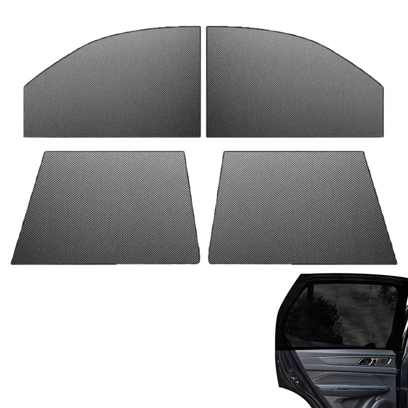 4 Stück Auto Sichtschutz Fenster Sonnenschutz Auto Seitenscheibe mit UV Schutz Halten sie Mücken Fern und Bleiben sie Kühl und Komfortabel für Universal Auto Schwarz von Pluvyze