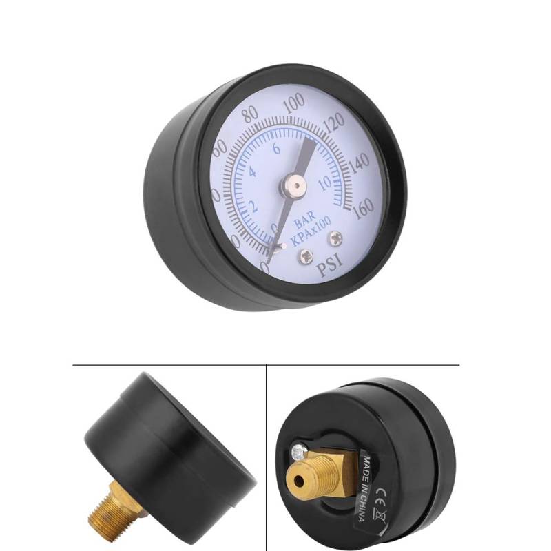 Manometer, 1/8" NTP Pressure Mini Manometer für Kraftstoff Luft Öl Wasser 0-160 psi / 0-10 bar 1/8 Zoll NPT Gewinde von Plyisty