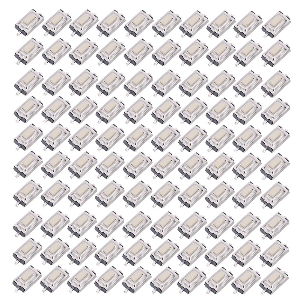 Momentary Tactile Button Switch, Micro Momentary Tact Switch-Sortimentskit, mit hoher Empfindlichkeit und schneller Reaktion, SMD 3 x 6 x 2,5 mm (100 Stück) von Plyisty