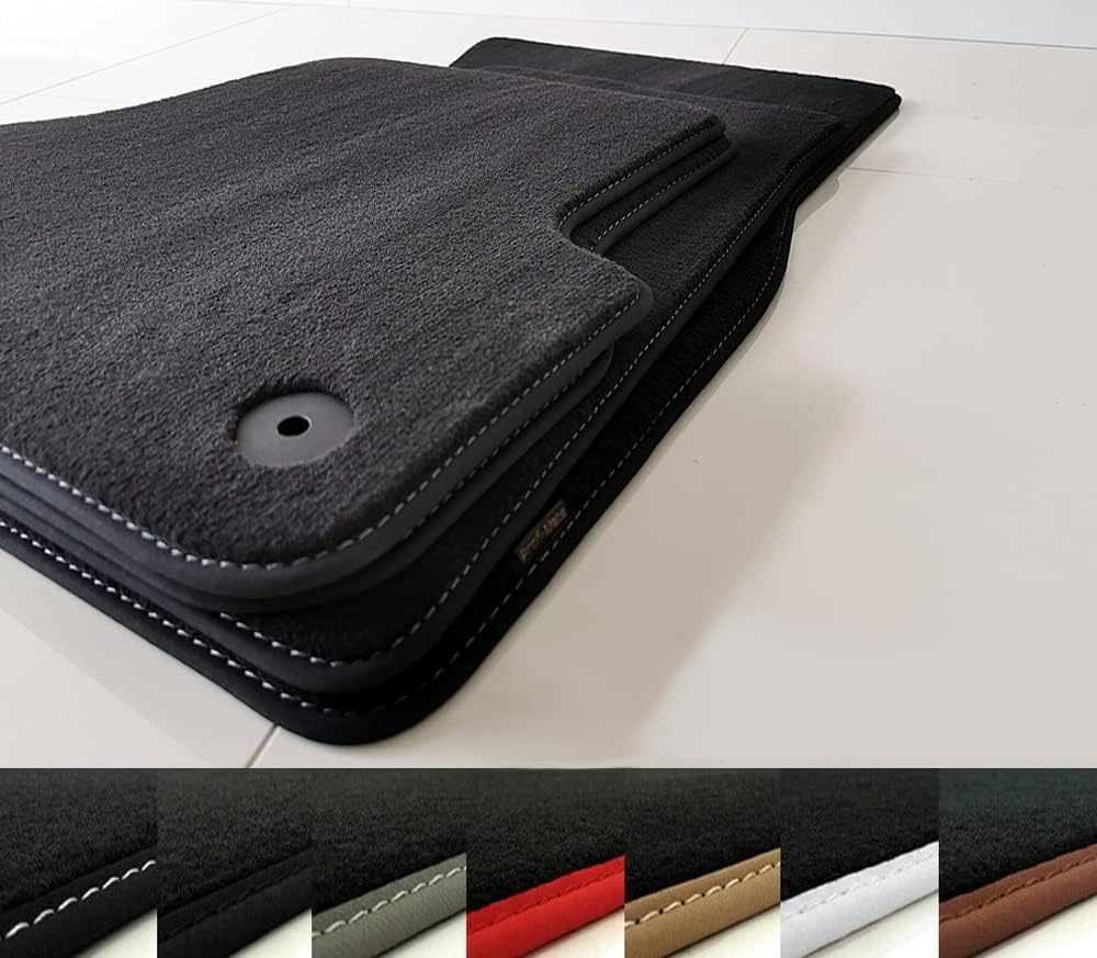 Velours Fussmatten passend für Audi A5 B9 F5 Sportback ab 2016 Profi Mats Premium Qualität (Umrandungsfarbe Schwarz Naht Grau) von Pm PROFI-MATS