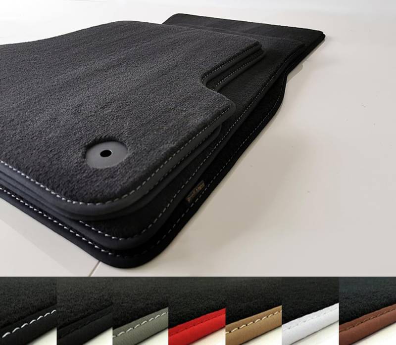 Velours Fussmatten passend für Audi Q7 4L 2005-2015 Profi Mats Premium Qualität (Umrandungsfarbe Braun) von Pm PROFI-MATS