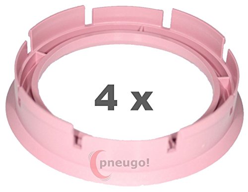 4 x Zentrierringe, Kunststoff 72.6mm auf 57.1mm rosa von pneugo!