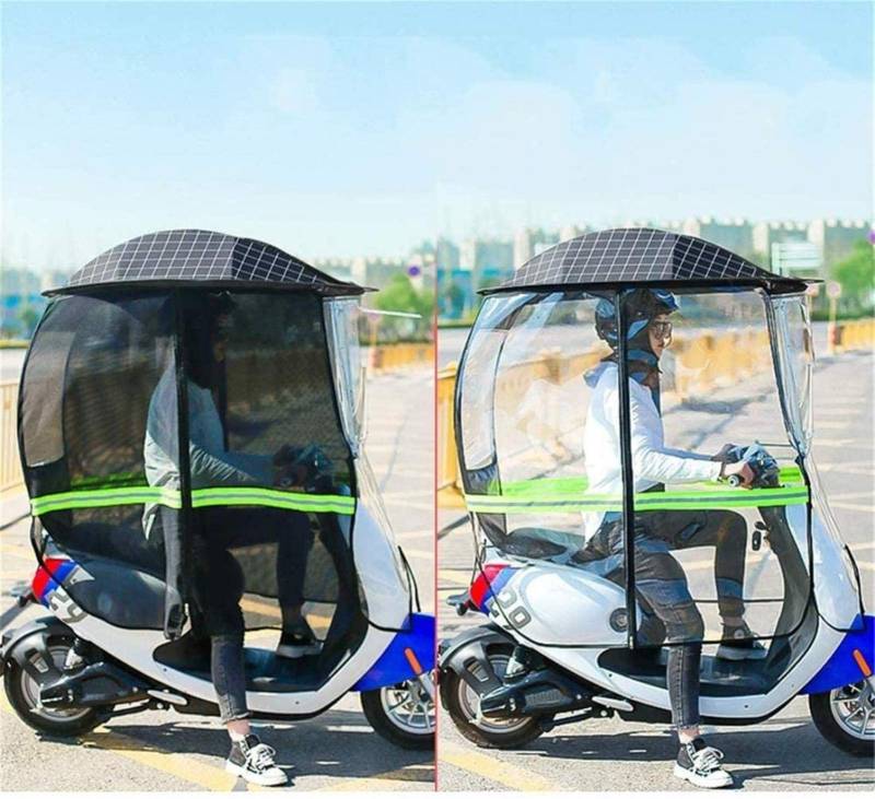 PoJu Universal Auto Motorroller Regenschirm Mobilität Sonnenschutz Regen Abdeckung Wasserdicht, Roller Klappen Mobilität Roller Baldachin (Color : Green, Size : Transparent) von PoJu
