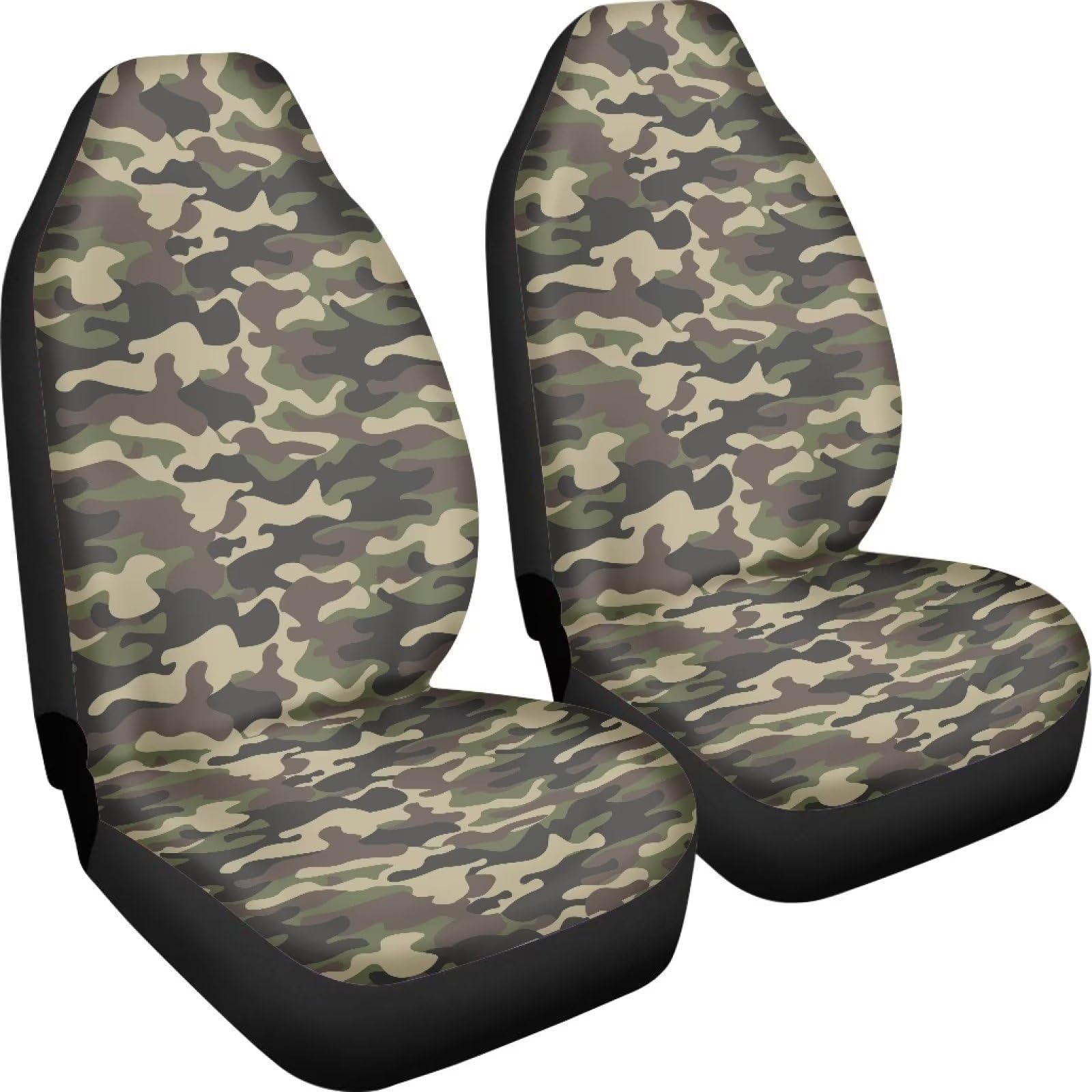 Poceacles Camouflage Print Front Herren Auto Sitzschoner 2 Stück Set Weiche Abdeckung Auto Sitzbezug Kissen für die meisten Auto SUV LKW Vans, waschbar von Poceacles