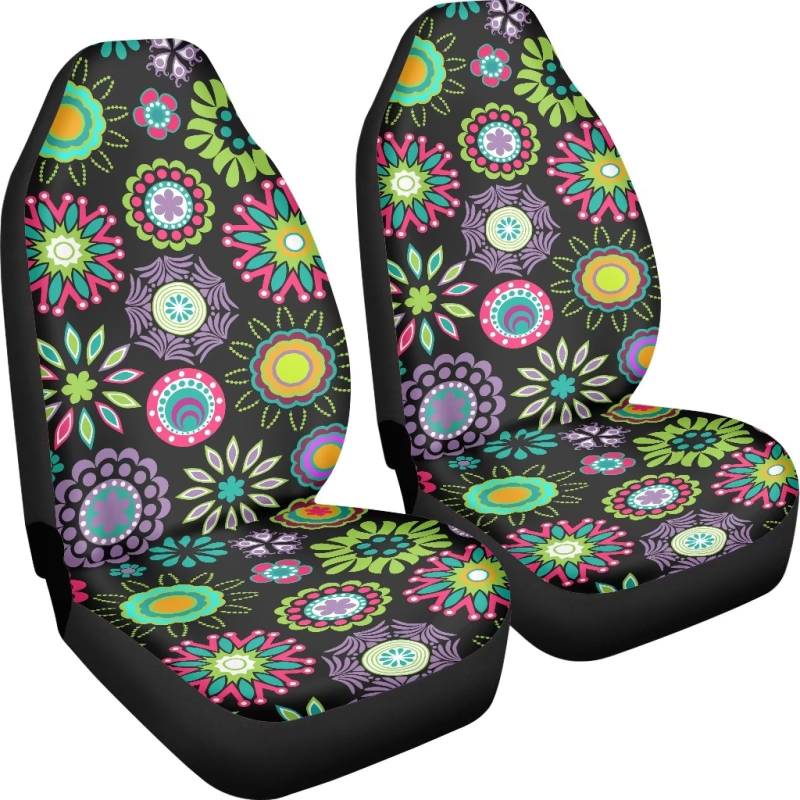 Poceacles Set von 2 bunten Blumendruck Auto Sitzbezüge Vordersitze Nur Hohe Rückenlehne Universal Eimer Sitzbezug Auto Innen Zubehör Sitzbezüge von Poceacles
