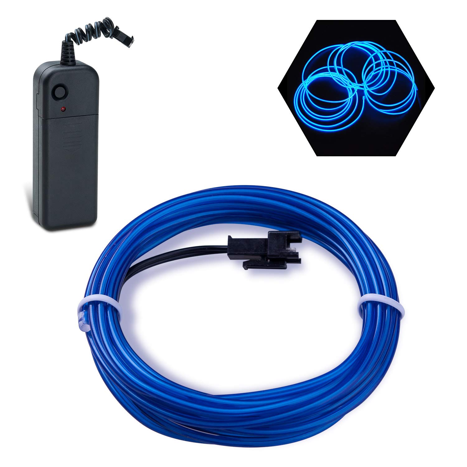 Flexibel Neon Beleuchtung Draht Lichtschlauch Leuchtschnur EL Kabel Wire mit 3 Modes für Partybeleuchtung (Blau, 10ft) von Podazz