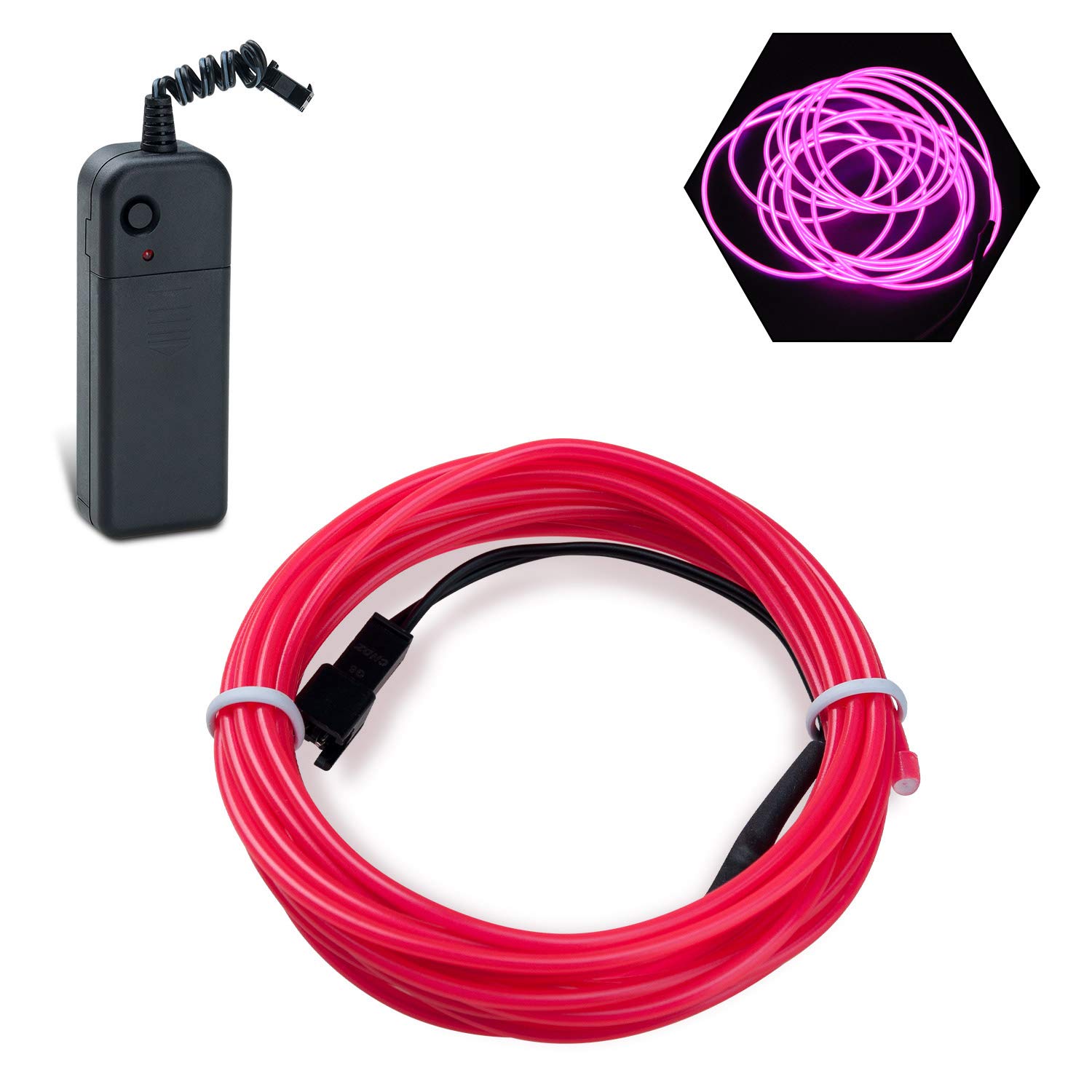 Flexibel Neon Beleuchtung Draht Lichtschlauch Leuchtschnur EL Kabel Wire mit 3 Modes für Partybeleuchtung (Rosa, 10ft) von Podazz
