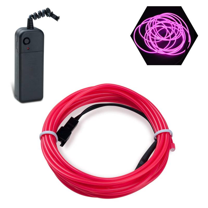 Podazz Flexibel Neon Beleuchtung Draht Lichtschlauch Leuchtschnur EL Kabel Wire mit 3 Modes für Partybeleuchtung (Rosa, 10ft) von Podazz