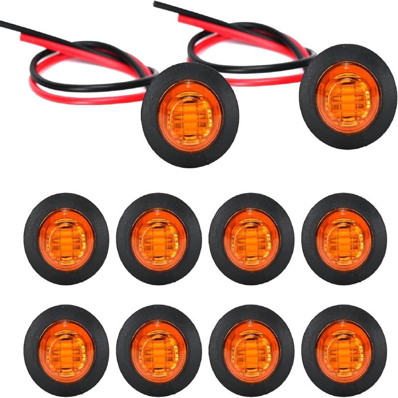 Podazz 10 Stück 12 V Blinker für vorne und hinten zur Fahrzeugmodifikation, LED-Seitenlichter für Beifahrer- und Frachtwagen, mehrfarbig (gelb) von Podazz