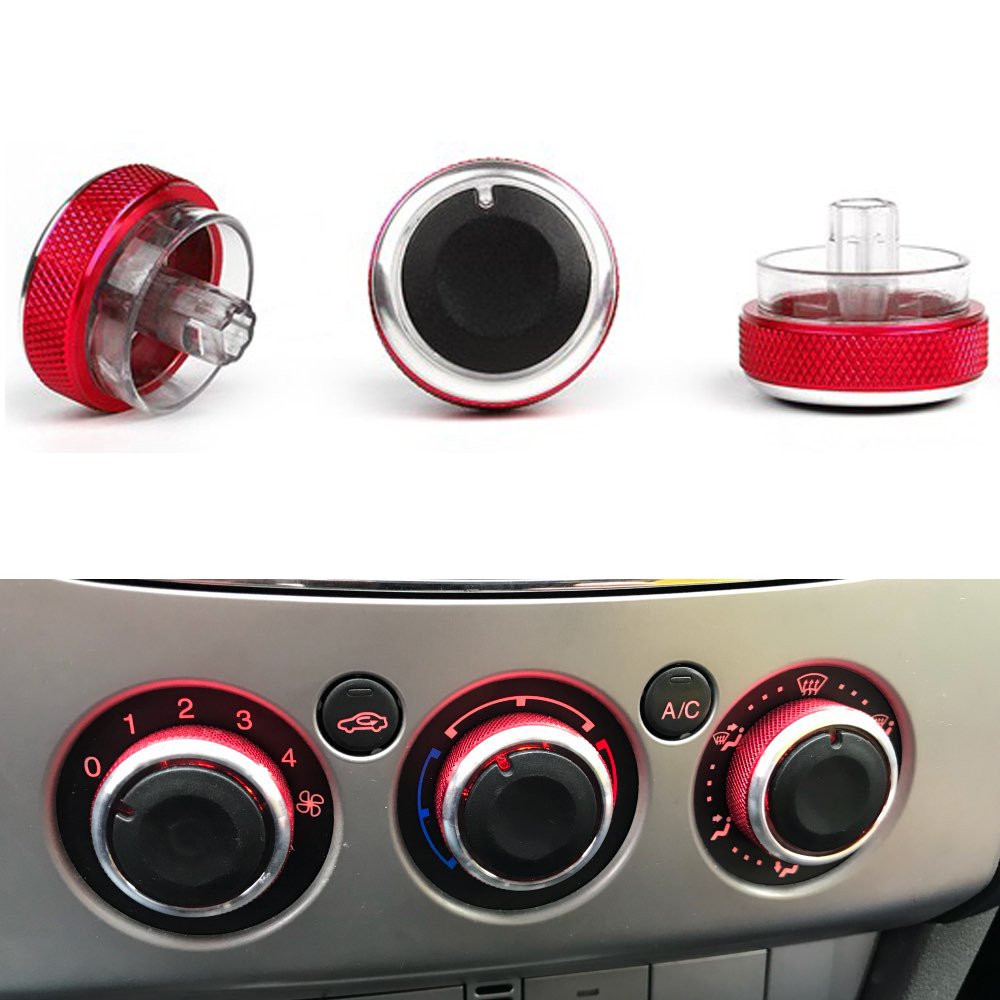 PolarLander 3pcs / Lot Klimaanlage Heat Control Switch Knopf Auto Styling Rot von PolarLander