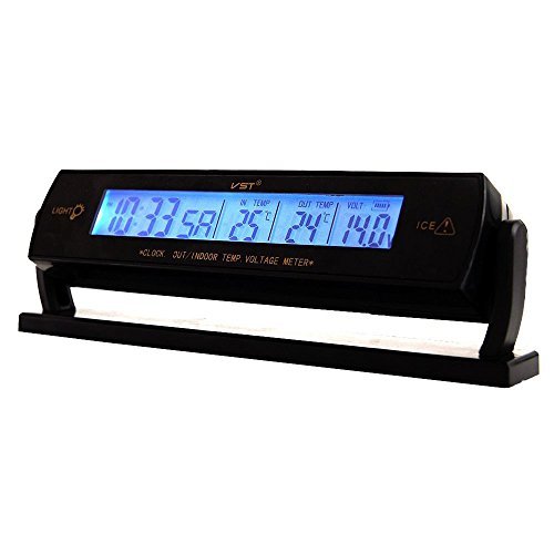 PolarLander Auto-Taktgeber-Kalender Indoor Outdoor Thermometer Voltage Meter Blauer Hintergrundbeleuchtung von PolarLander