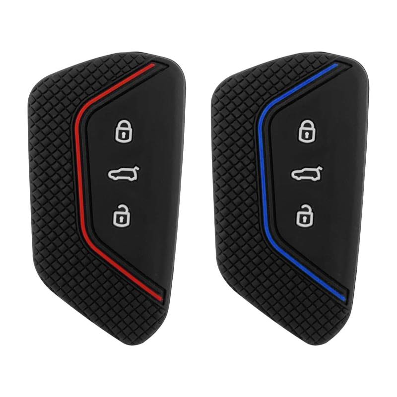 2 Stück Autoschlüsseletui, Autoschlüssel 3 Tasten, Silikon A-utoschlüsseletui, gewebte Textur Autoschlüsseletu-i, Au-toschlüsseletui V-W Kompatibel mit V-W Golf 8 Auto-schlüsseletui, Schutzhülle von Polartreehome