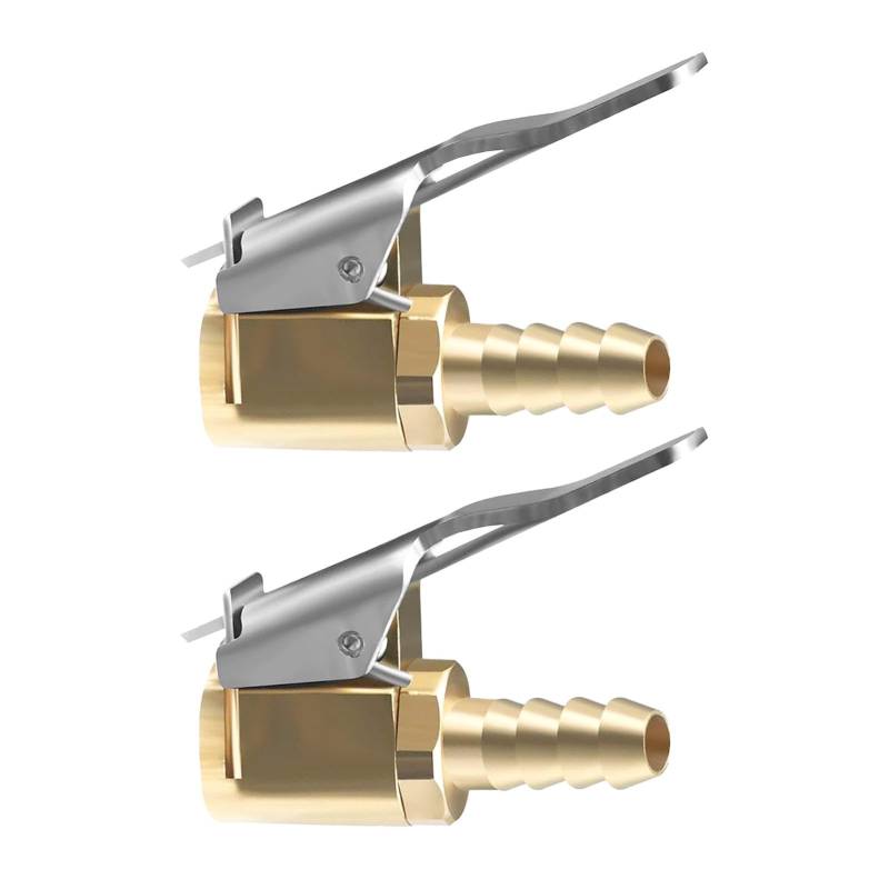 2 Stück Autoventil Hebel Verbindungsstück Air Chuck, 8 mm Messing Reifenventil Luftpumpen-Clip, Druckluft Reifenaufblasnippel, Autoventil Verbindungsstück Luftpumpengewinde Düsen Adapter Umrüstkopfs von Polartreehome