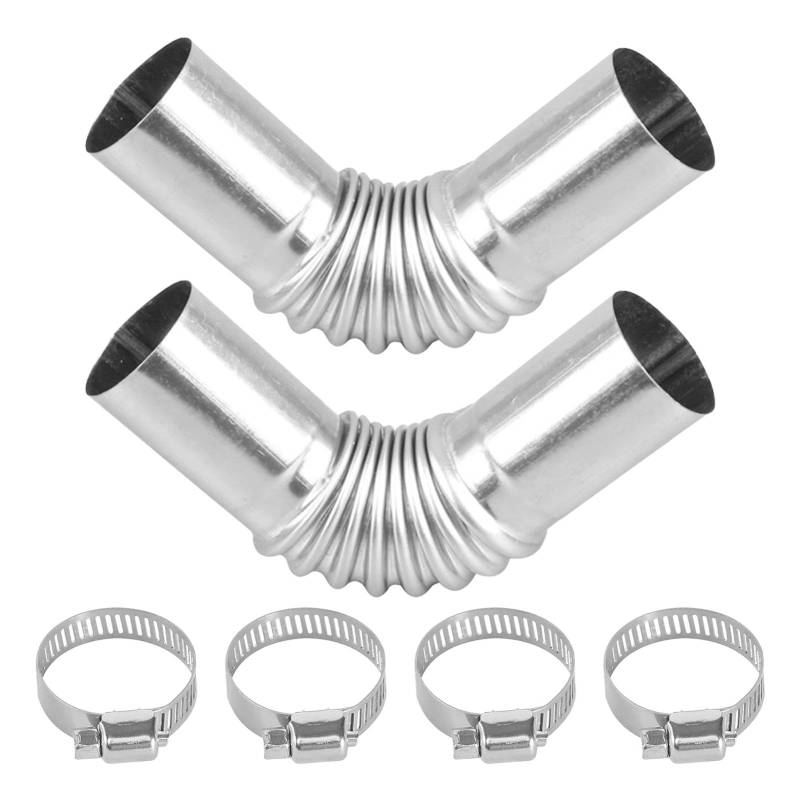 2 Stück Edelstahl Abgasrohr Winkelverbinder, 25 mm Zusatzheizung Auspuff Zubehör, Auspuffrohr Gasentlüftungsschlauch, Auto Heizung Auspuffrohr mit 4 Edelstahl Clips für Auto Heizung, Stroms von Polartreehome
