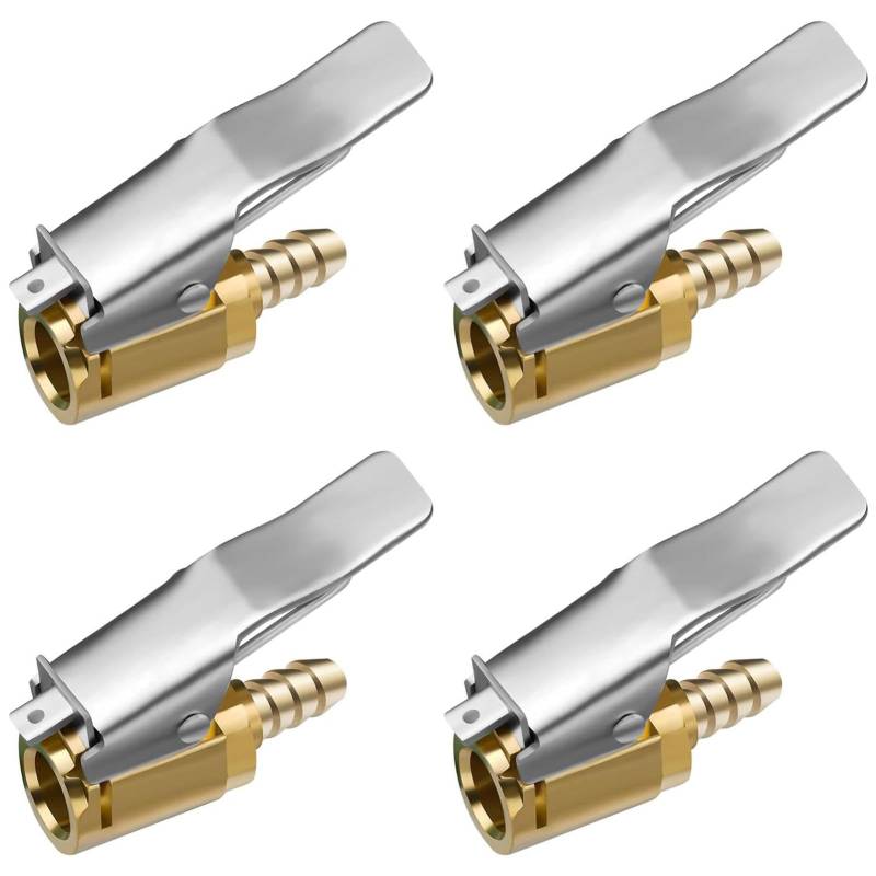 4Pcs Auto Ventil Hebel Stopfen Luftfutter, Auto Inflator Stecker, 8mm Messing Reifen Inflation Nippel V-entil Befestigung, Quick Conversion Head Clip-On, Ventil Luftpumpe Clip für Reifenventile von Polartreehome