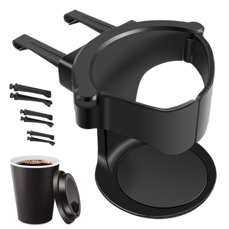 Auto Getränkehalter, Universeller Becherhalter für Auto, Verstellbarere Flaschenhalter Aschenbecher, Lüftungshalterung mit Auto Belüftungs Clips, Geeignet für Kaffeetassen Getränke von Polartreehome