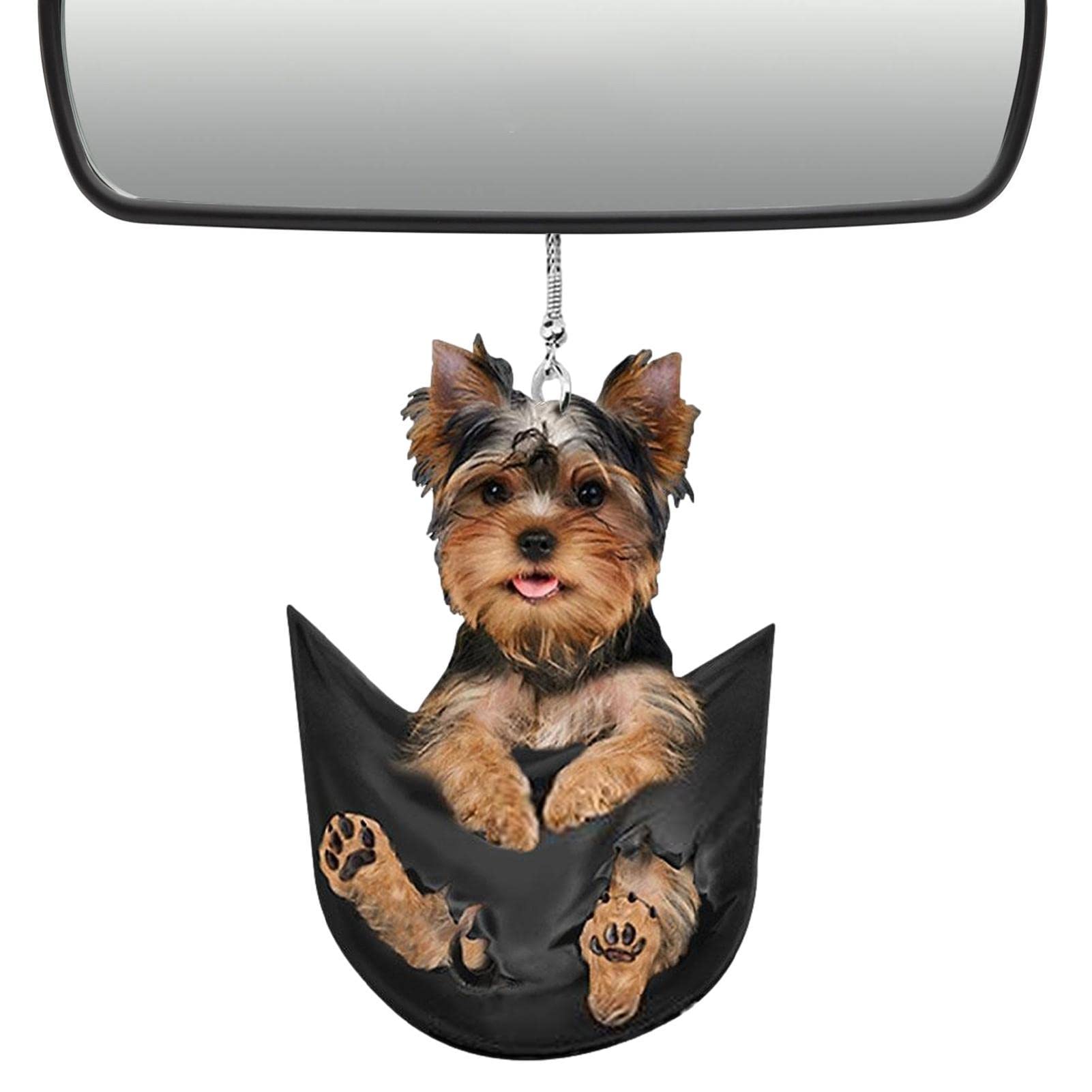 Hund Auto Spiegel Charm Anhänger | 2D Lustiger Autoanhänger für Rückspiegel | Niedliche kleine Hundeschaukel mit Auto zum Aufhängen, Welpen-Ornamente, Innendekoration für Tasche von Pomrone