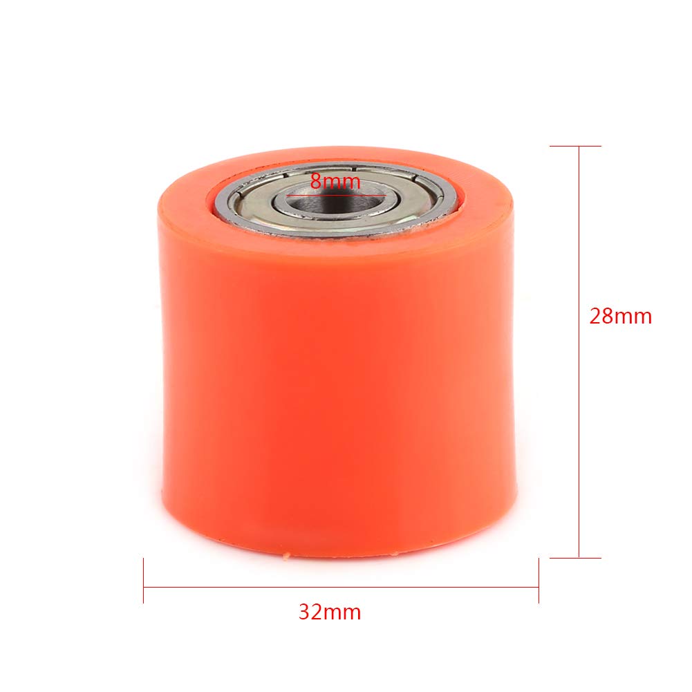 Kettenspanner, 8 Mm 10 Mm Motorrad-Kettenspanner, Kettenrolle mit Sanftem Drehen für Straßenmotorräder, Motorräder und ATVs (Orange 8mm) von Pongnas