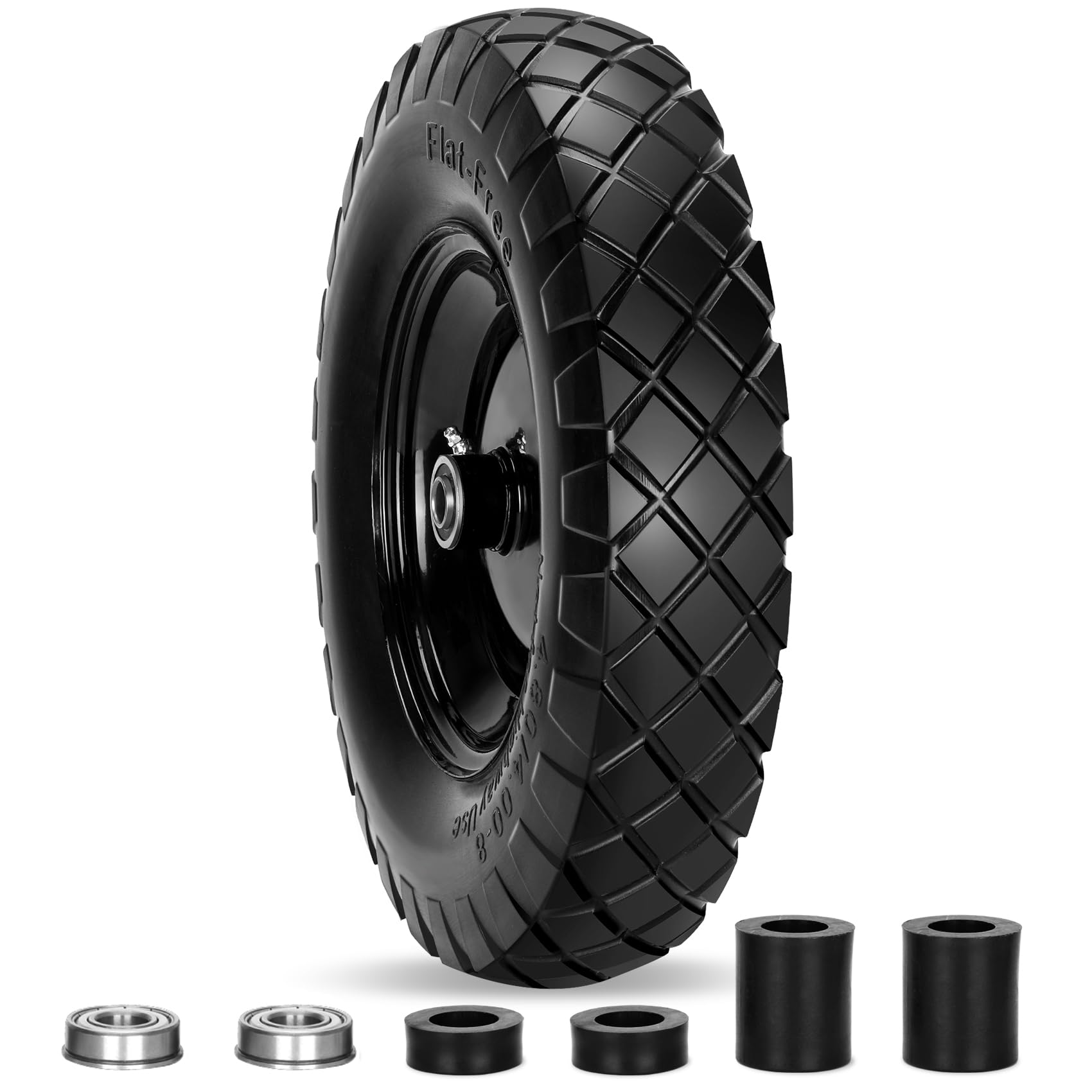 Pontuss - Verbesserte 40,6 cm flache Schubkarrenreifen und Reifen, 4,80/4,00-8 Vollreifen mit 5/8 und 3/4 Zoll Lager, 14 universelle Schubkarrenreifen Pontuss - Verbesserte 40,6 cm flache Schubkarrenreifen und Reifen, 4,80/4,00-8 Vollreifen mit 5/8 und 3/4 Zoll Lager, 14 universelle Schubkarrenreifen von Pontuss