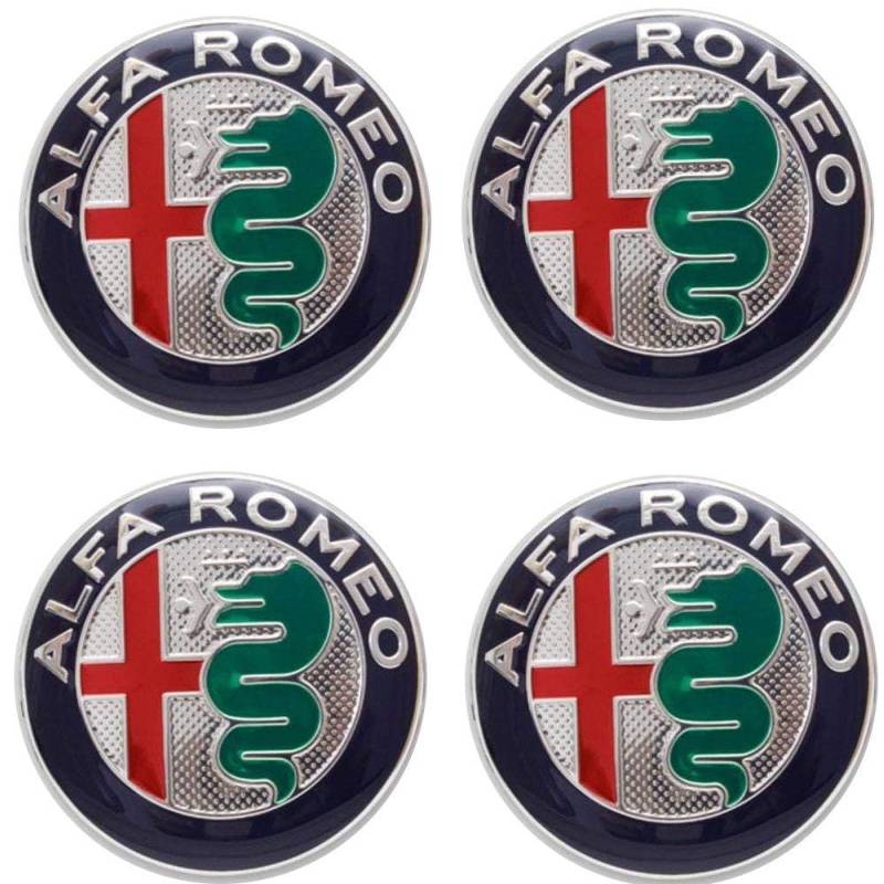 4 Stück Radkappen Aufkleber für Alfa Romeo 56mm, Rad-Aufkleber Radnabenabdeckung Reifen Felgendeckel Aufkleber Abzeichen Sticker Zubehör von PooBa