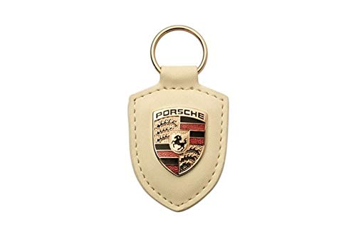 ORIGINAL Porsche Schlüsselanhänger BEIGE Leder mit Wappen WAP0500960E von Porsche