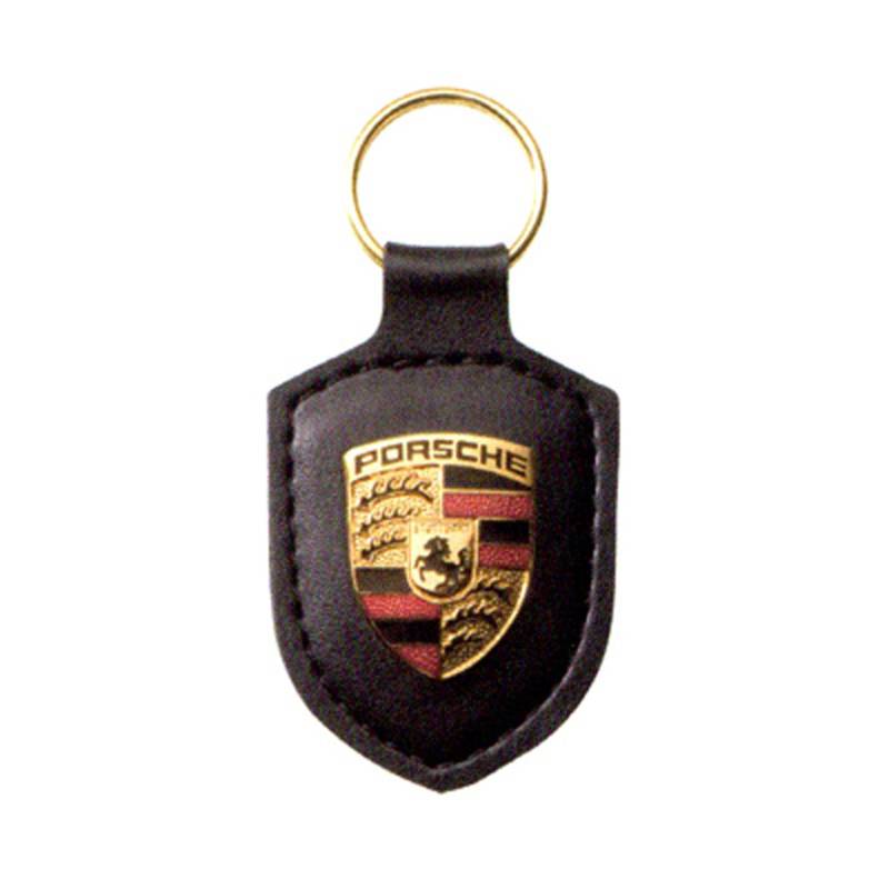 Porsche Crest Logo Black Leather Key Chain von Porsche