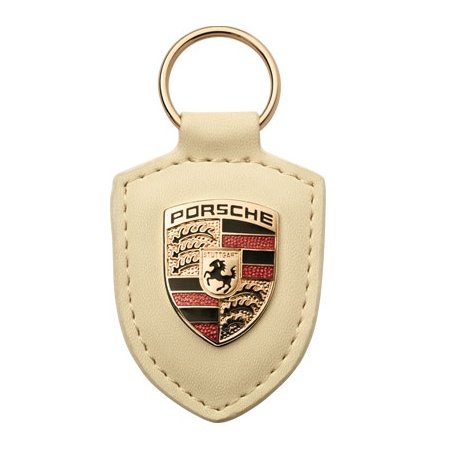 Porsche Leder Crest Schlüsselanhänger weiß von Porsche