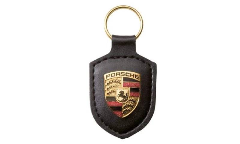 Porsche ORIGINAL Schlüsselanhänger SCHWARZ Leder mit Wappen WAP0500900E von Porsche