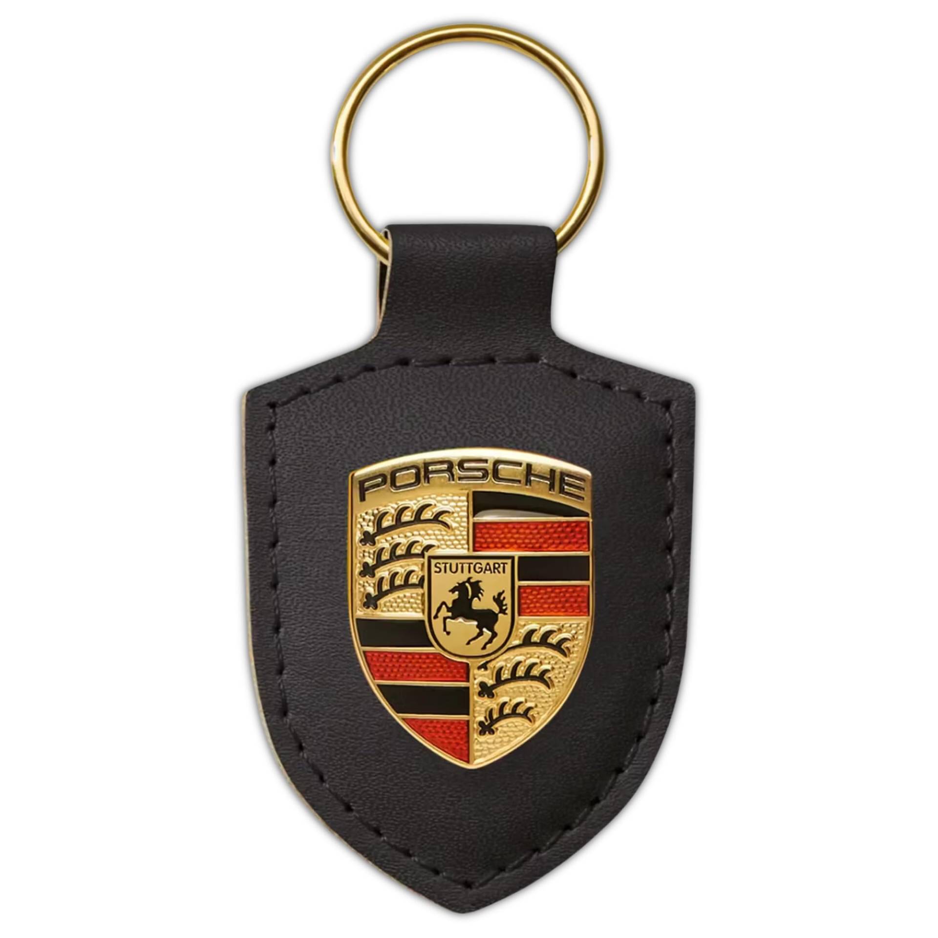 Porsche Schlüsselanhänger SCHWARZ Leder mit Wappen WAP0500900E von Porsche