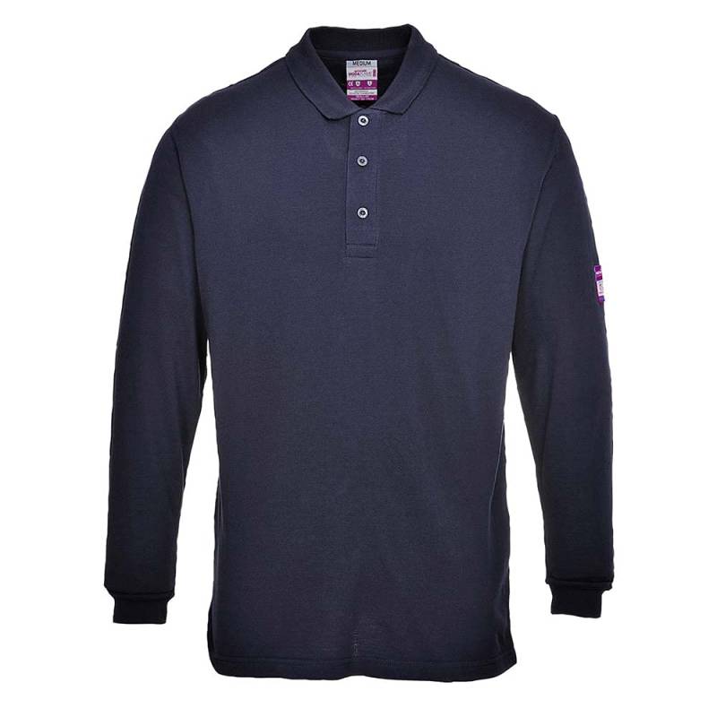 Portwest Flammhemmendes, antistatisches Langarm Poloshirt, Größe: 5XL, Farbe: Marine, FR10NAR5XL von Portwest