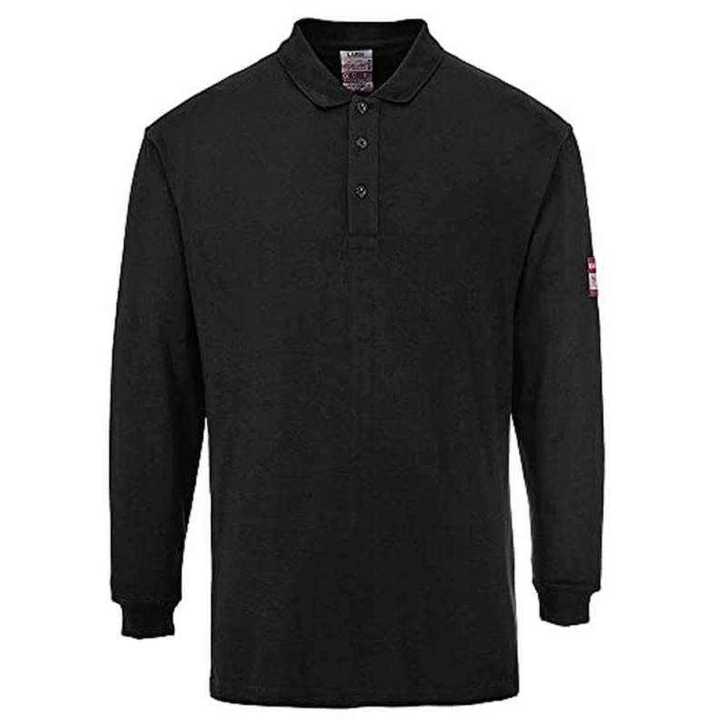 Portwest Flammhemmendes, antistatisches Langarm Poloshirt, Größe: XXXL, Farbe: Schwarz, FR10BKRXXXL von Portwest