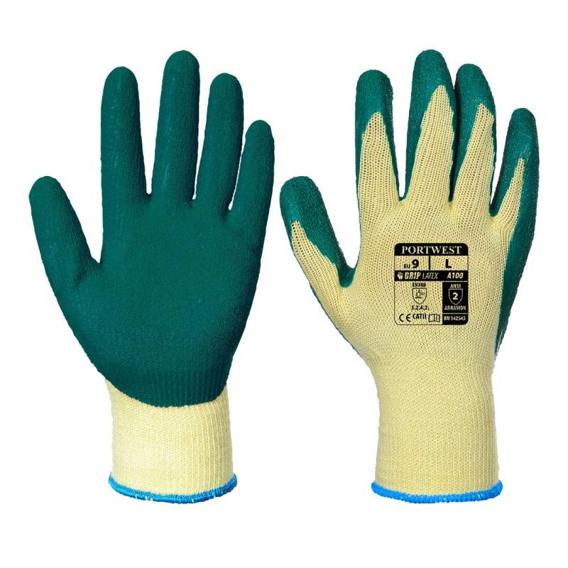 Portwest Grip Latex-Handschuh, Größe: L, Farbe: Grün, A100GNRL von Portwest