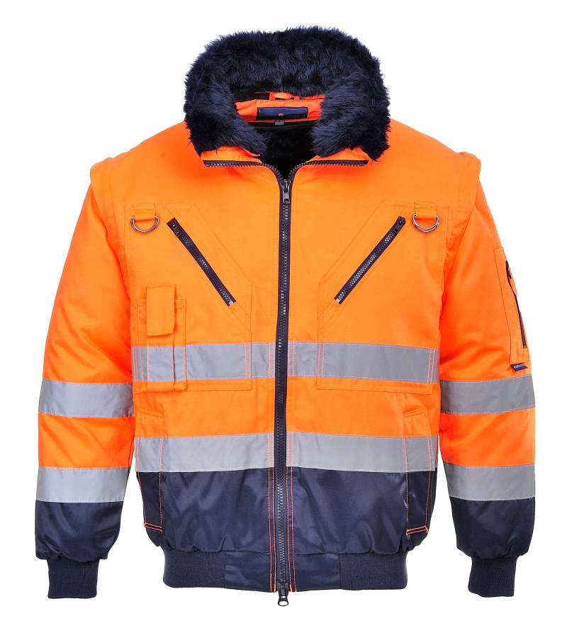 Portwest Hi-Vis Warnschutz 3-in-1 Pilotjacke, Größe: 4XL, Farbe: Orange/Marine, PJ50ONR4XL von Portwest