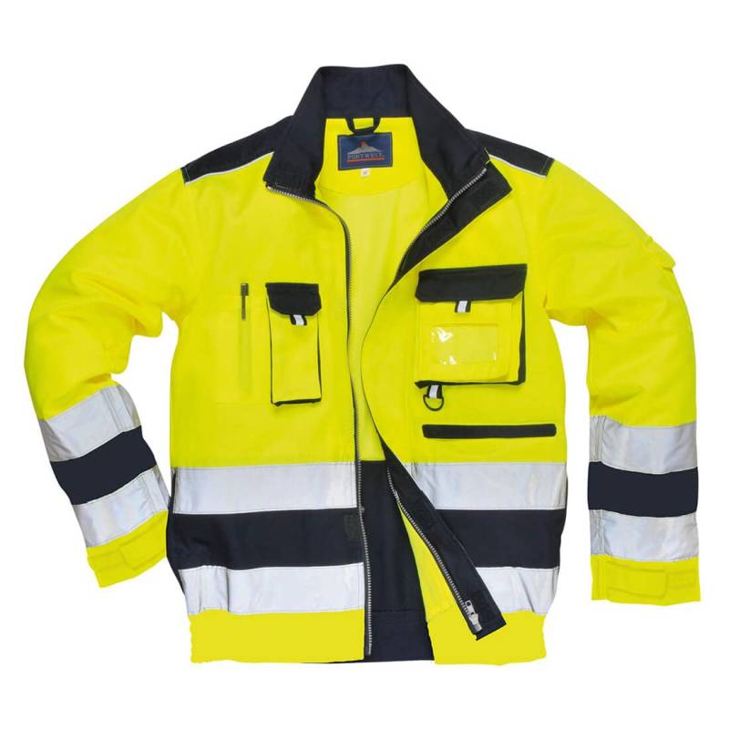 Portwest Lille Warnschutz-Jacke , Größe: L, Farbe: Gelb/Marine, TX50YNRL von Portwest