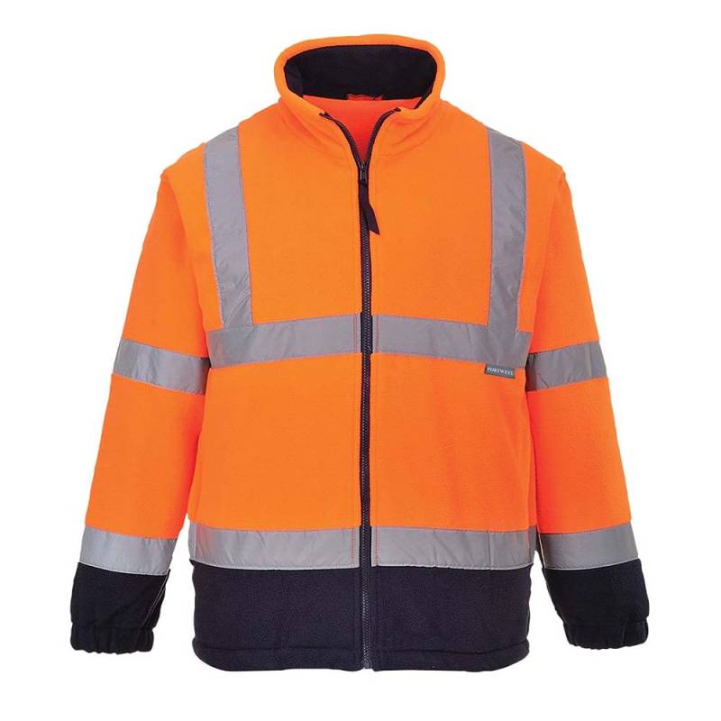 Portwest Hochsichtbare zweifarbige Fleece-Jacke, Farbe: orange, Größe: XL, F301ONRXL von PORTWEST