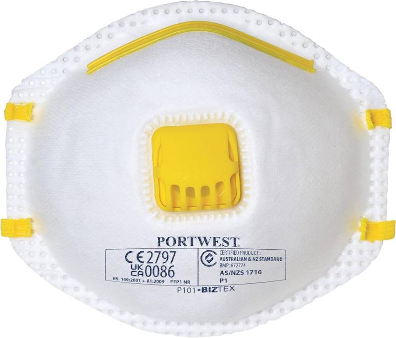 Portwest P101WHR Staubschutzmasken FFP1, mit Ventil, 10 Stück von Portwest