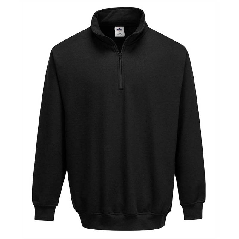 Portwest Sorrento Sweatshirt mit Reißverschluss am Hals, Farbe: Schwarz, Größe: S, B309BKRS von Portwest